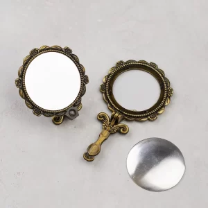 آینه دسته دار تاشو گرد آنتیک